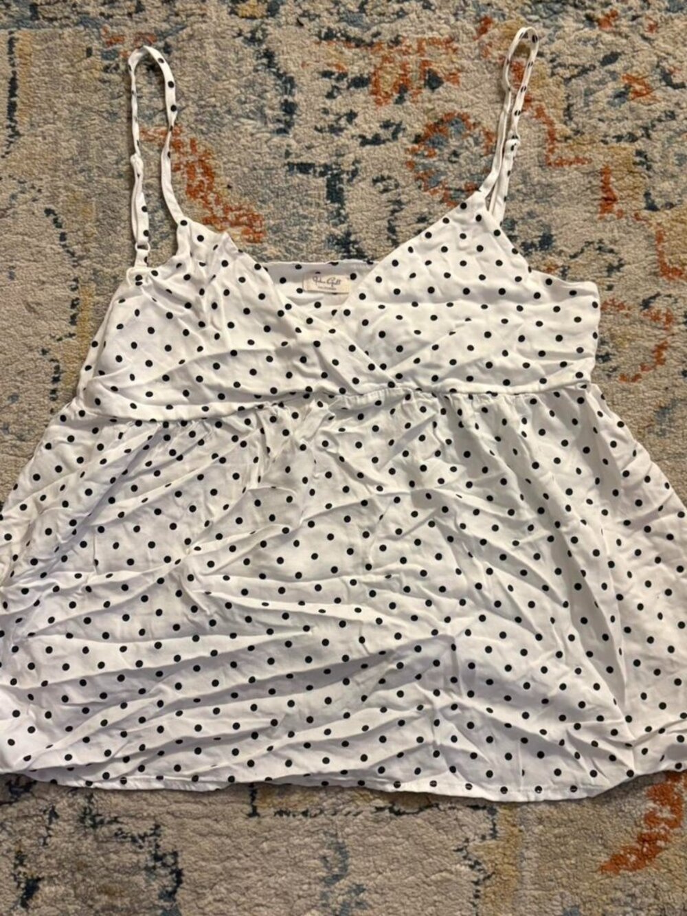 Brandy Melville Women's White Polka Dot Shirt
